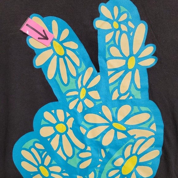 Neff Men's Black Long Sleeve T-Shirt Size M Peace Sign Retro Surf Skate Sk8 - Picture 5 of 10